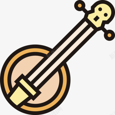 班卓琴乐器6线颜色图标图标