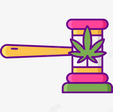 法律大麻4线性颜色图标图标