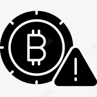 警告比特币加密货币3字形图标图标