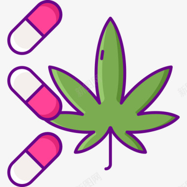 药片大麻4线性颜色图标图标