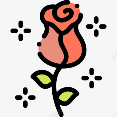 玫瑰童话7线性颜色图标图标