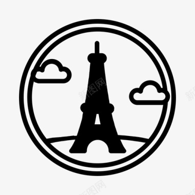 法国埃菲尔地标巴黎塔城市地标线图标图标