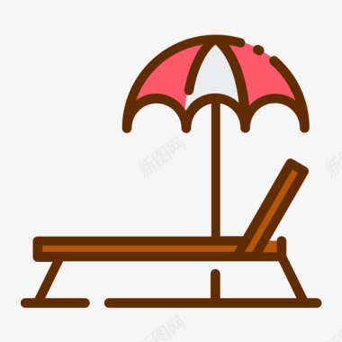 躺椅夏季102线性颜色图标图标