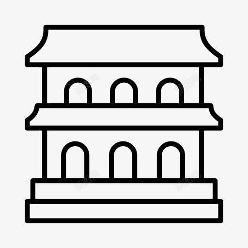寺庙古代历史图标svg_新图网 https://ixintu.com 亚洲 历史 古代 寺庙 水墨寺庙