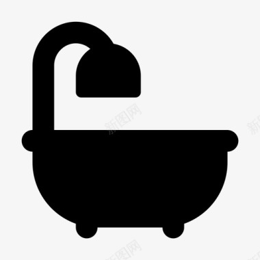 浴缸淋浴用户界面网络图标集字形图标