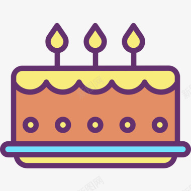 生日蛋糕派对和庆祝23线性颜色图标图标