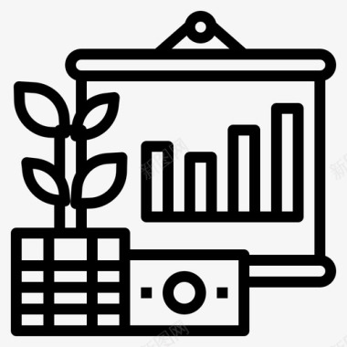 植物投资票据美元图标图标
