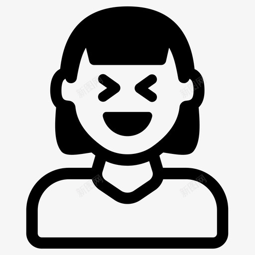 笑脸头像表情符号图标svg_新图网 https://ixintu.com 人物 大笑 头像 女人 笑脸 符号 表情