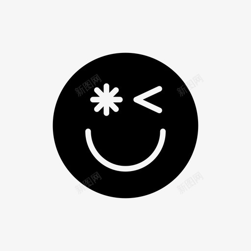 表情符号脸笑脸图标svg_新图网 https://ixintu.com 实心 眨眼 笑脸 符号 表情