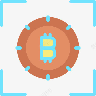 扫描比特币加密货币2扁平图标图标
