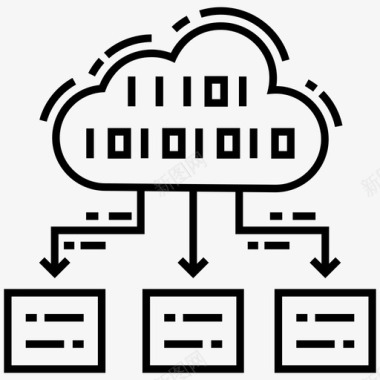 二进制云网络二进制数据云数据图标图标