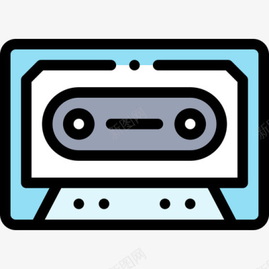 盒式磁带音频和视频24线性彩色图标图标