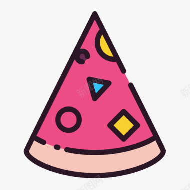 披萨91派对直线颜色图标图标