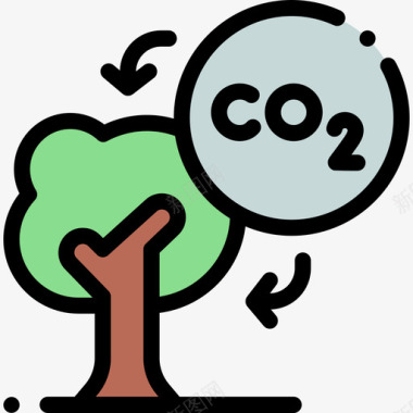 二氧化碳生态221线性颜色图标图标