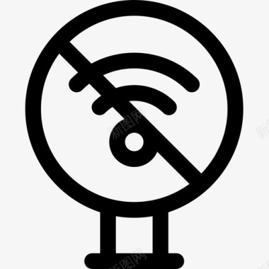 无Wifi信号和禁令3线性图标图标