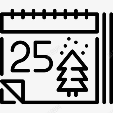 圣诞节圣诞装饰13线性图标图标