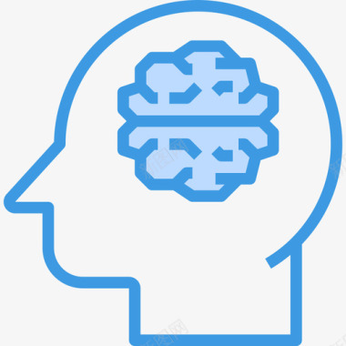 智力大脑概念5蓝色图标图标