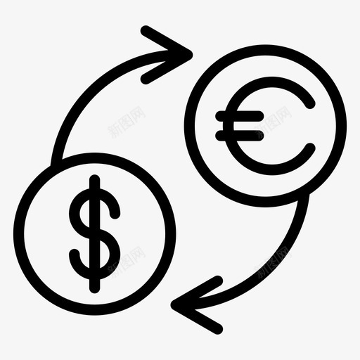 外汇美元欧元图标svg_新图网 https://ixintu.com 图标 外汇 欧元 线图 美元 货币 金融