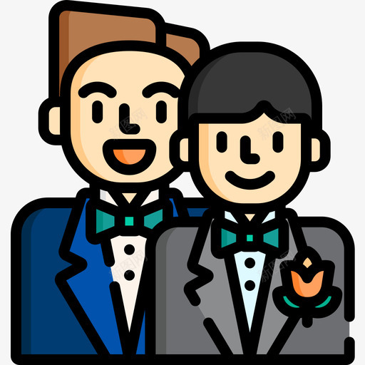 两个新郎208号婚礼直线颜色图标svg_新图网 https://ixintu.com 208号 两个 婚礼 新郎 直线 颜色