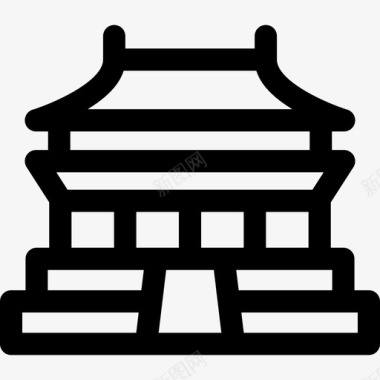 庆冈宫地标和纪念碑21座直线形图标图标