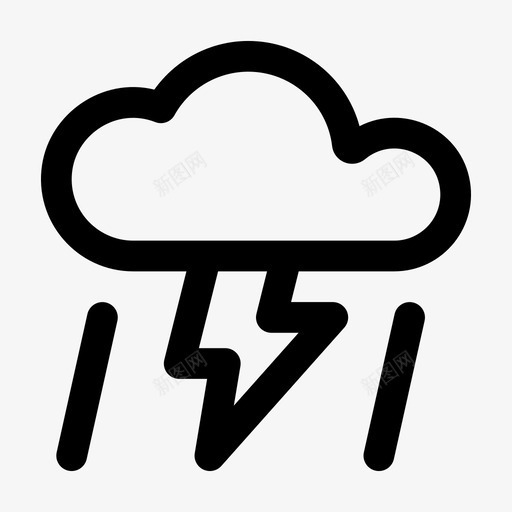 雷声云闪电图标svg_新图网 https://ixintu.com 天气 天空 粗体 闪电 雨天 雷声