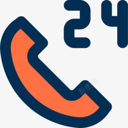 6小时24小时支持服务6线条色图标高清图片
