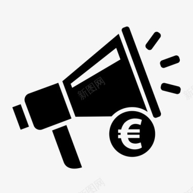 扩音器钱欧元市场营销图标图标