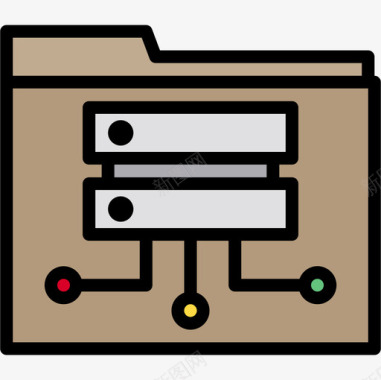 文件夹计算机数据存储4线性颜色图标图标