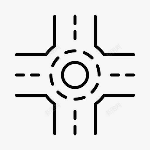 环形交叉口汽车让路图标svg_新图网 https://ixintu.com 交叉口 交通 汽车 环形 规则 让路 道路