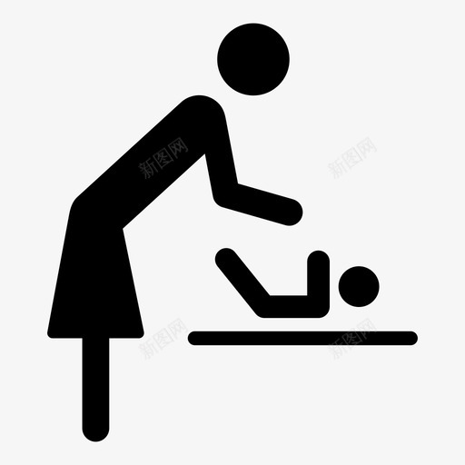 婴儿厕所换衣尿布图标svg_新图网 https://ixintu.com 厕所 婴儿 字形 尿布 换衣 母亲