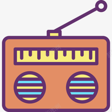 收音机音乐111线性彩色图标图标
