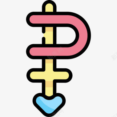 泛性恋性别认同15线性颜色图标图标