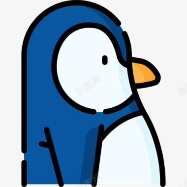 企鹅冬季132线性颜色图标图标