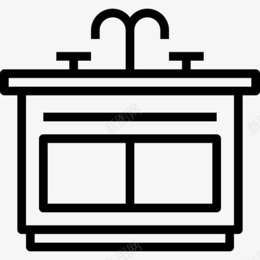 水槽厨房67线性图标图标