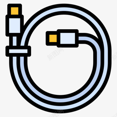 USBC电缆计算机硬件35线性彩色图标图标