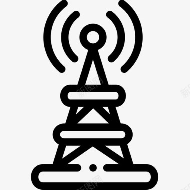 信号塔互联网与技术6线性图标图标