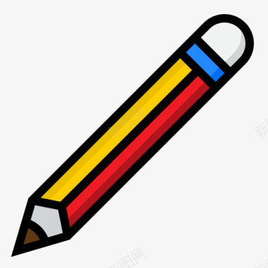 铅笔文具和办公室22线颜色图标图标