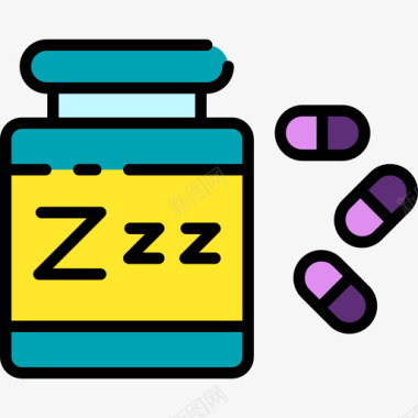 安眠药睡眠49线性颜色图标图标