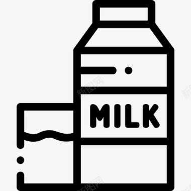 牛奶床和早餐36线性图标图标