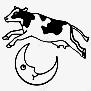 牛跳跃月亮图标图标