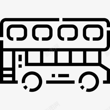 双层巴士车辆运输4直线图标图标