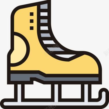 溜冰鞋运动76线性颜色图标图标