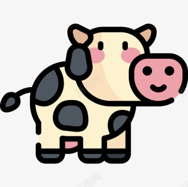 牛动物10线性颜色图标图标