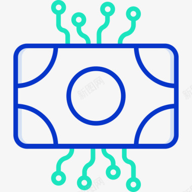 加密货币人工智能50轮廓颜色图标图标