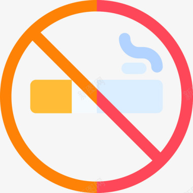 禁止吸烟车辆和运输工具7平坦图标图标