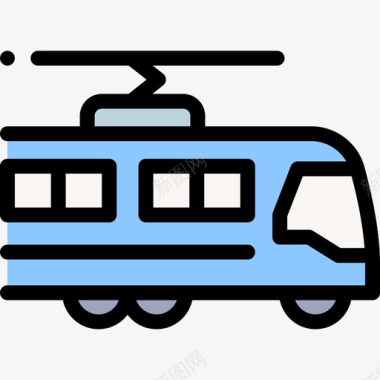 火车车辆和运输4线颜色图标图标