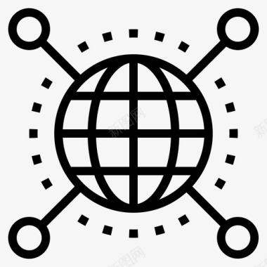 全球网络网络技术12线性图标图标