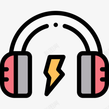 耳机摇滚乐29线性颜色图标图标