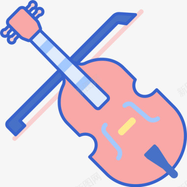 低音提琴音乐105线性颜色图标图标