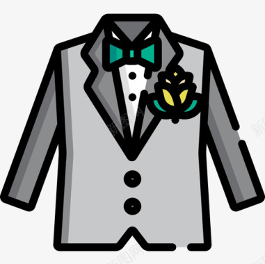 结婚礼服208号婚礼线性颜色图标图标